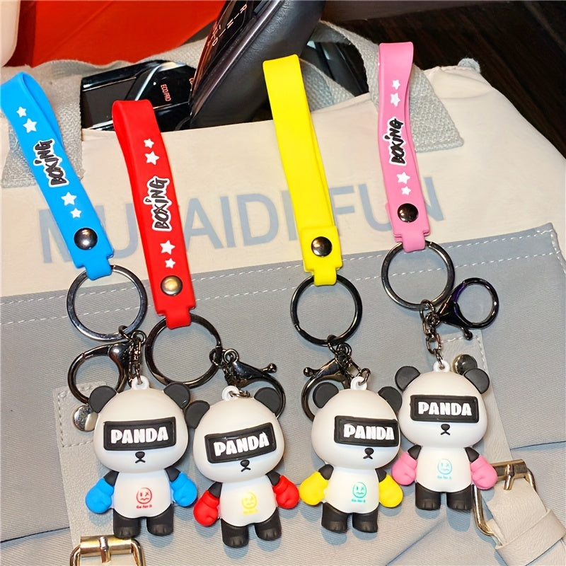 Boxing Panda Keychain Small Doll Bag Backpack Car Key Pendant Birthday Gift