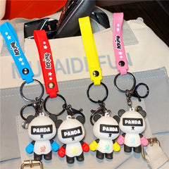Boxing Panda Keychain Small Doll Bag Backpack Car Key Pendant Birthday Gift