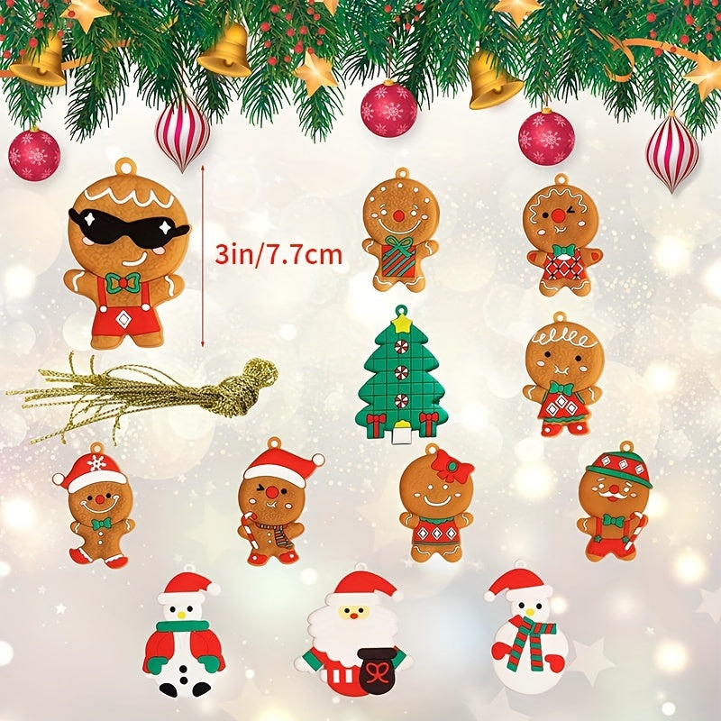 36pcs Gingerbread House Christmas Tree Ornaments Holiday Decoration
