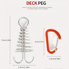 Adjustable Octopus Deck Pegs Windproof Deck Nail With Carabiner