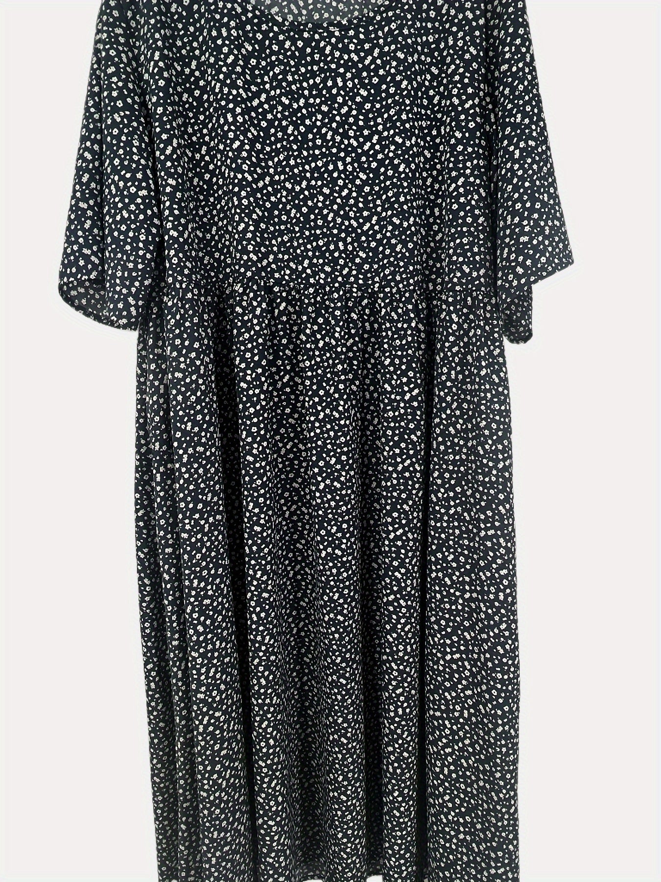 Short Sleeve Ditsy Print Maxi Dress With Pockets