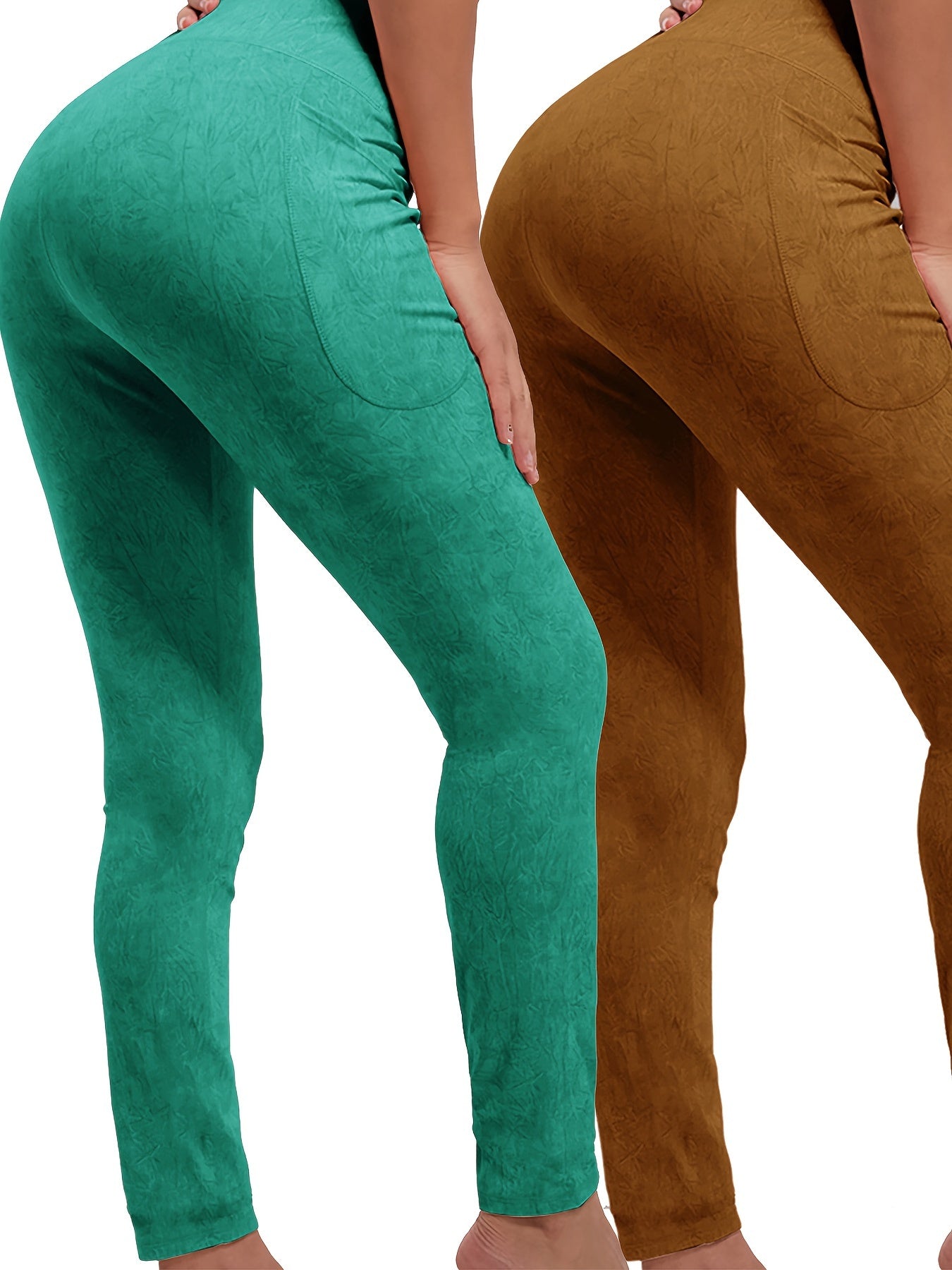2pcs Butt Lifting Yoga Leggings With Pocket High Stretch Running Sports Tight