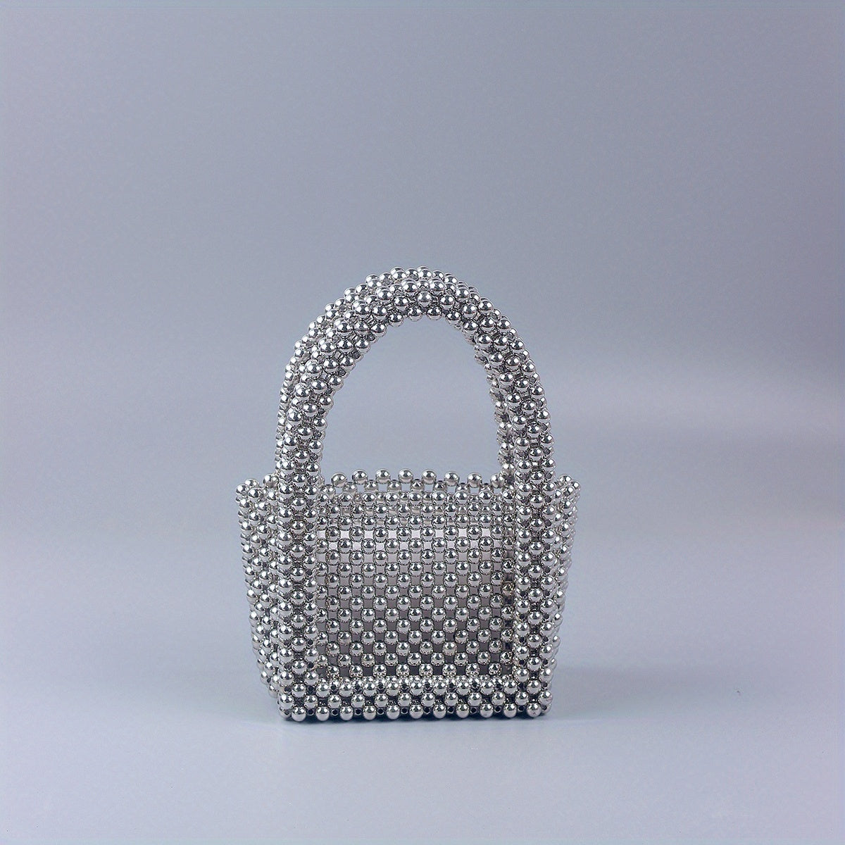Mini Bead Woven Handbag Plastic Lipstick Clutch Bag Pearl Tote Bag