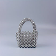 Mini Bead Woven Handbag Plastic Lipstick Clutch Bag Pearl Tote Bag