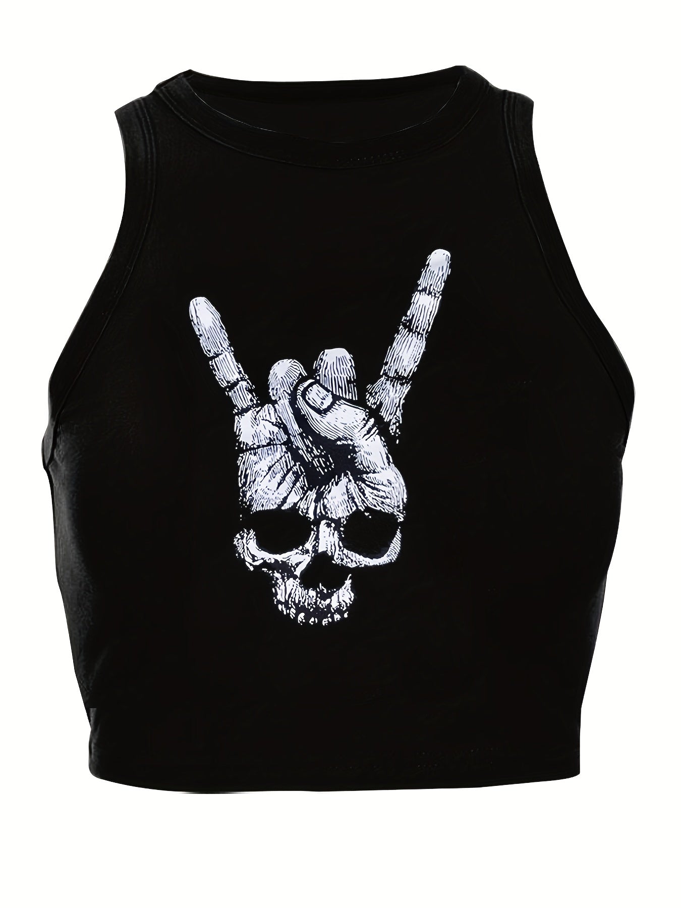 Women's Skull Print Sexy Open Navel Top