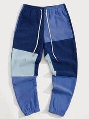 Men's Corduroy Joggers Sweatpants with Drawstring - Casual Block Pants