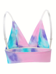 Ombre Tie Dye Print V Neck Bralette