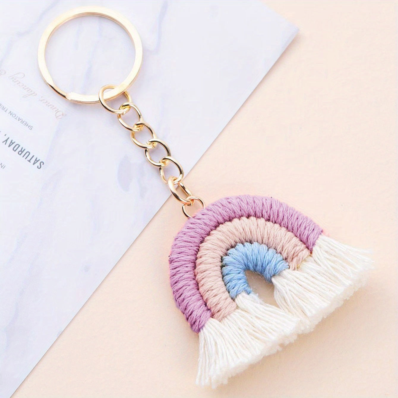 Boho Rainbow Keychain Vintage Car Keyring Bag Purse Charm