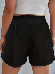Solid Elastic High Rise Non Stretch Sporty Shorts