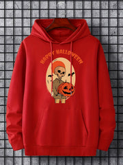 Men's Halloween Print Hoodie Active Drawstring Hooded Sweatshirt