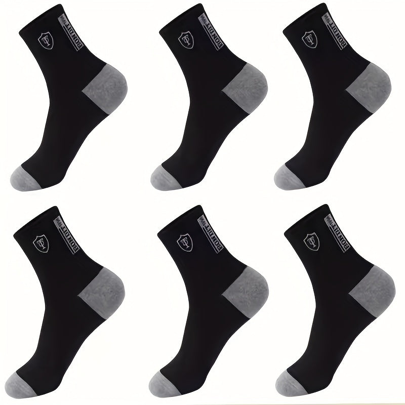 6 Pairs Men's Cotton Ankle Socks Embroidered Sweat Absorbing