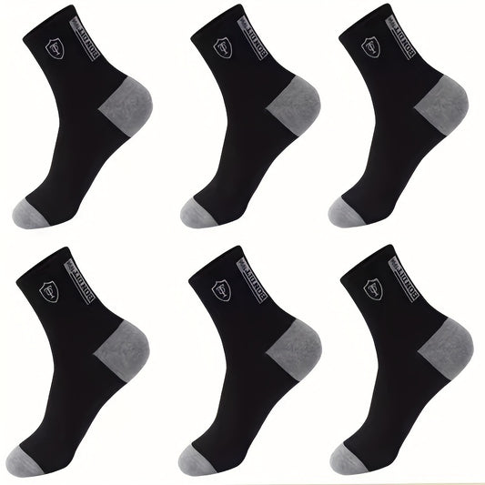 6 Pairs Men's Cotton Ankle Socks Embroidered Sweat Absorbing