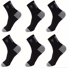 6 Pairs Men's Cotton Ankle Socks Embroidered Sweat Absorbing