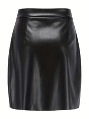 PU Leather Zipper Skirts Sexy Bag Hip Mini Skirts Women's Clothing