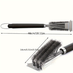 3-in-1 Grill Brush BBQ Cleaner Scraper for Gas, Porcelain, and Charbroil Grates