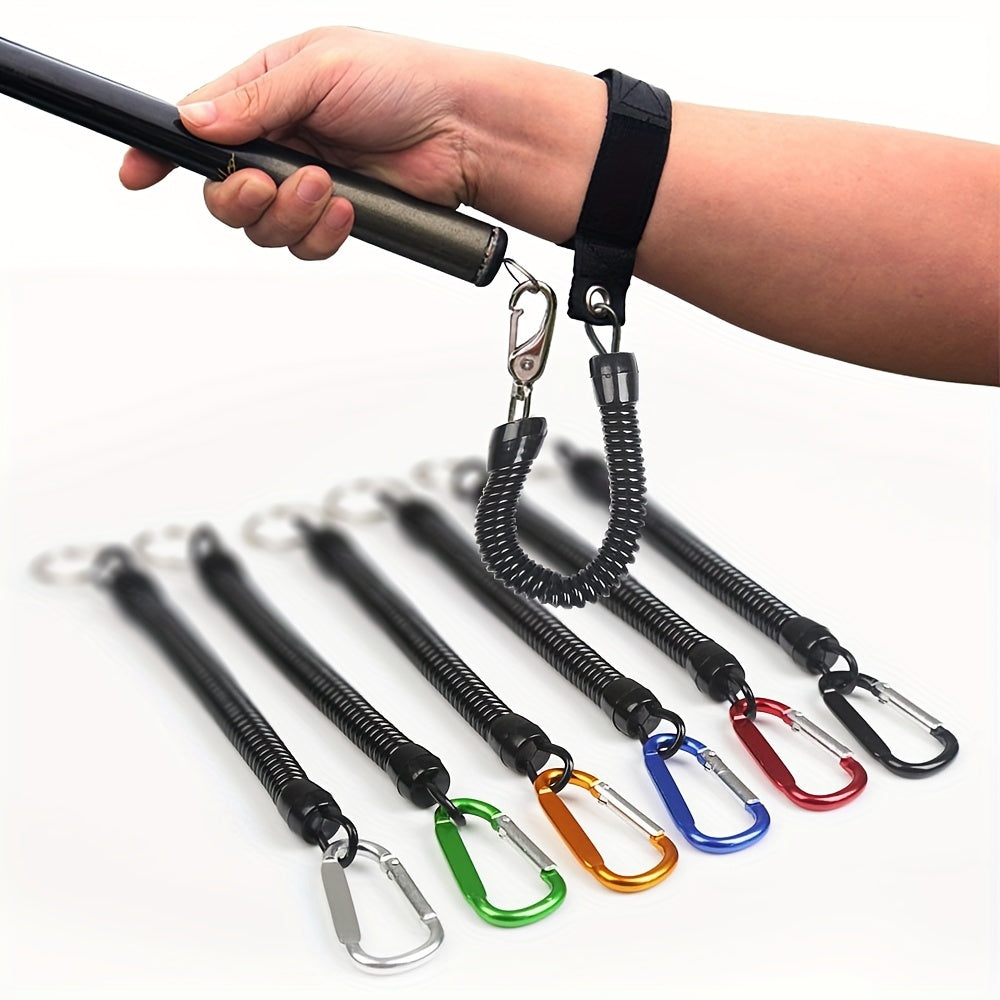 Spring Rope Lanyard Metal Buckle Anti Lost Keychain Outdoor Camping