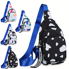 Teens Boys Crossbody Bag Milk Pattern Shoulder Bag Large Capacity Messenger Bag