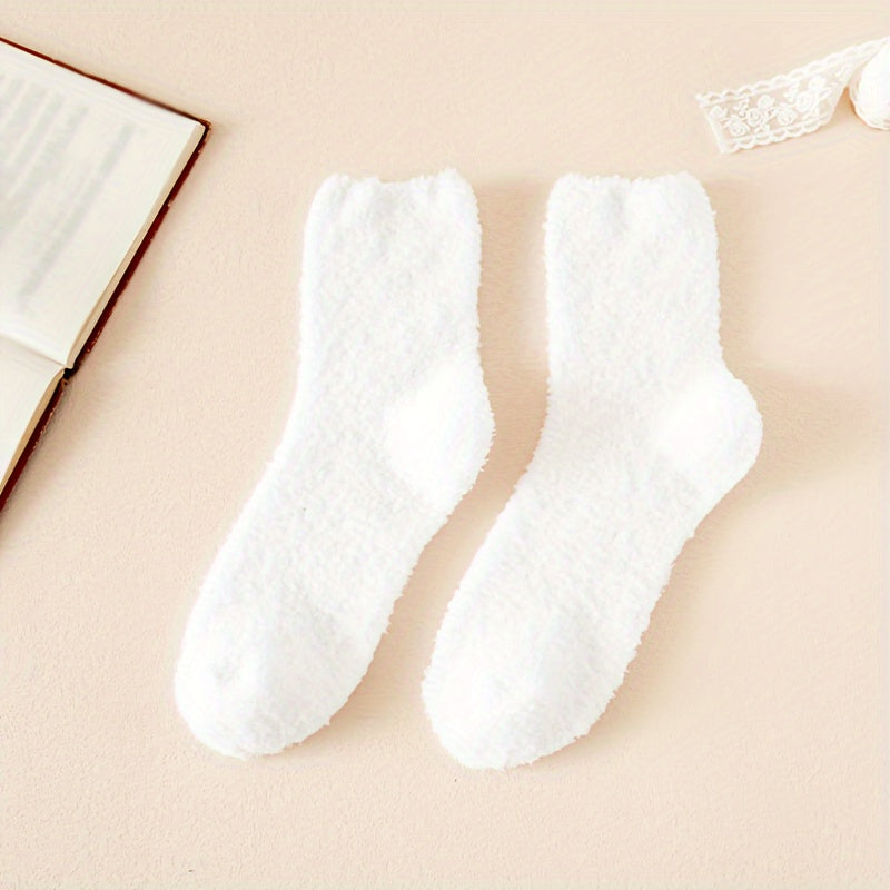 3 Pairs Warm Fuzzy Socks Soft Mid Tube Stockings