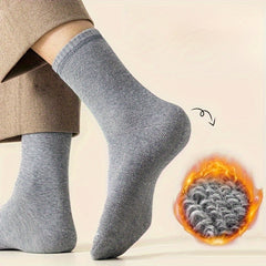 Men's Solid Crew Socks Warm Thermal Breathable Comfy Casual Unisex Socks