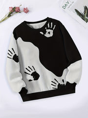 Yinyang Palm Sweatshirt Crew Neck Long Sleeve for Sports