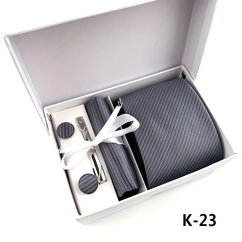 6 pc Men's Solid Stripe Tie Set Business Dress Tie Gift Bag