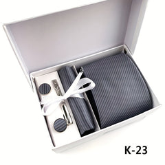 6 pc Men's Solid Stripe Tie Set Business Dress Tie Gift Bag