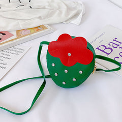 Girls Strawberry Zipper Shoulder Bag Messenger Bag Coin Purse Wallet Chain
