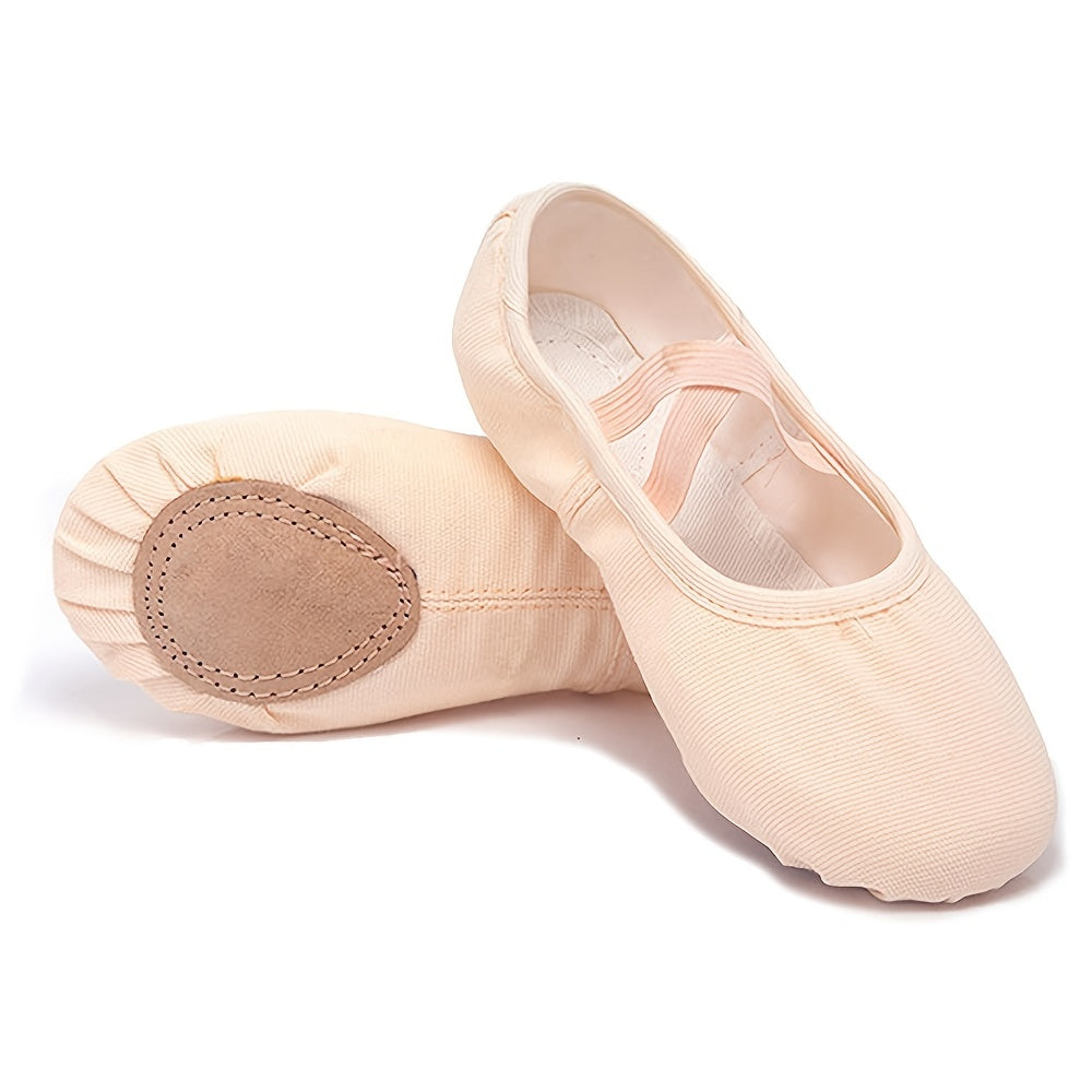 Girls Canvas Ballet Slippers Elastic Split Sole Dance Shoes