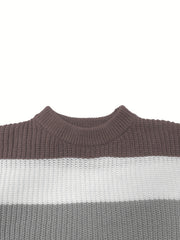 Men's Retro Knitted Sweater Warm Striped Pullover