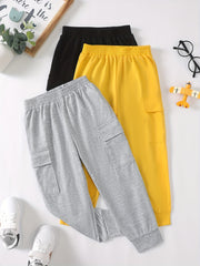 Boys Cargo Pants Elastic Waist Jogger with Pocket