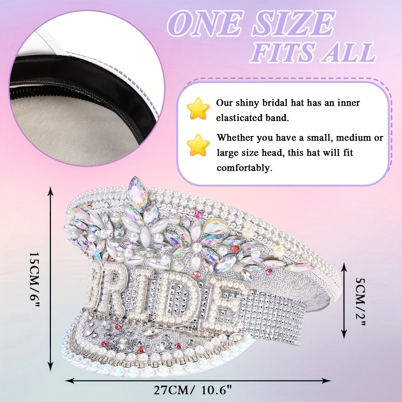 Glitter Rhinestone Bride Hat for Bachelorette Party