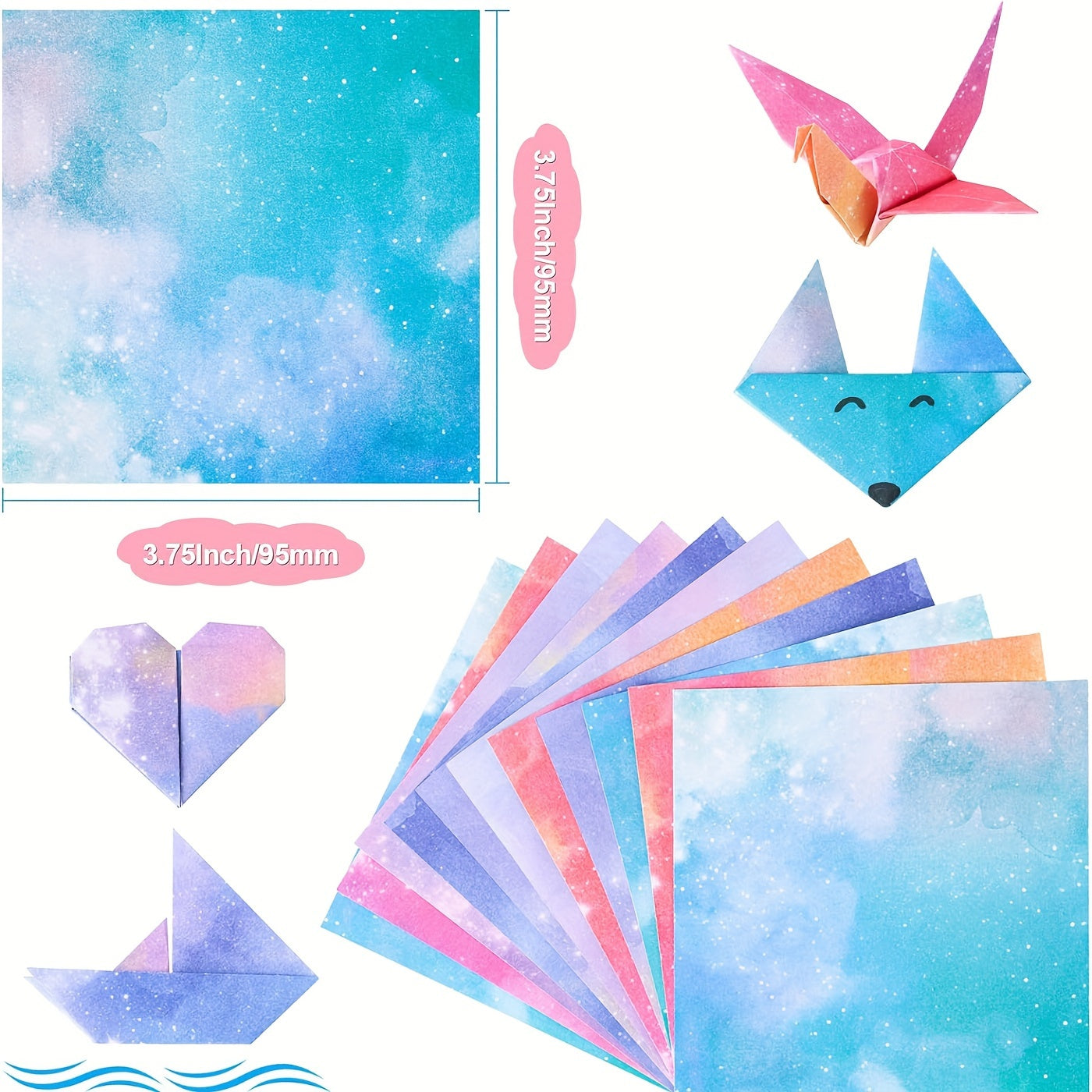 400pcs Origami Paper 9.53cm Square Double-sided Sky Galactic Patterns