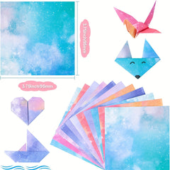400pcs Origami Paper 9.53cm Square Double-sided Sky Galactic Patterns