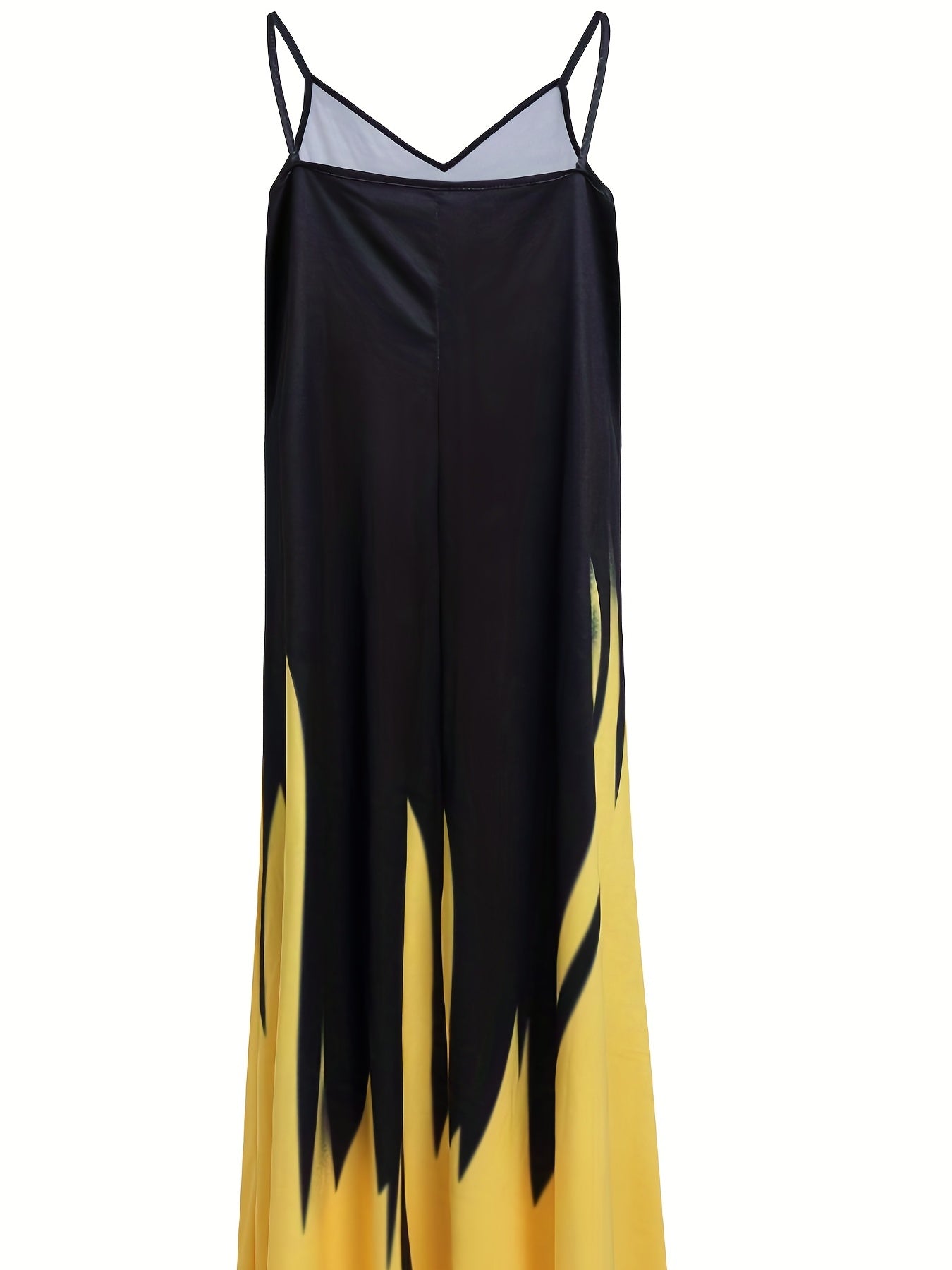 Colorblock Sunflower & Butterfly Print V Neck Maxi Dress