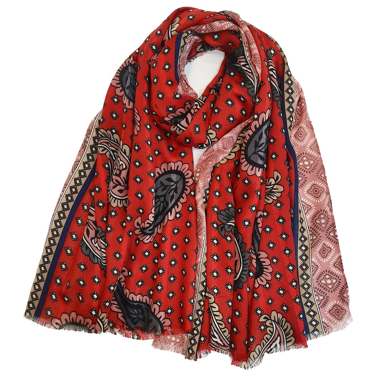 Classic Paisley Print Scarf Vintage Shawl Women's Outdoor Windproof Head Wrap