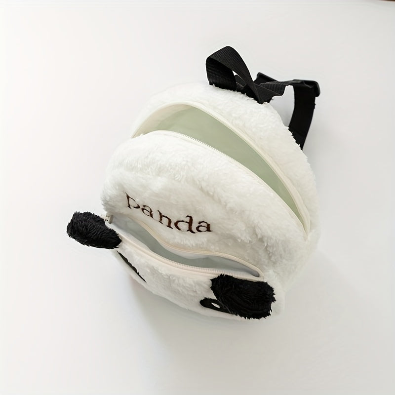 Panda Shape Plush Backpack for Kids Small Schoolbag