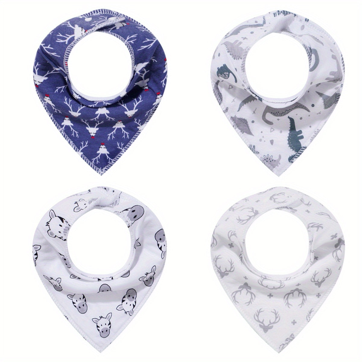 4pcs Baby Cotton Bandana Bibs for Drooling Teething