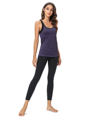 Women's Double Straps Cross Back Yoga Tank Top with Built-in Pads