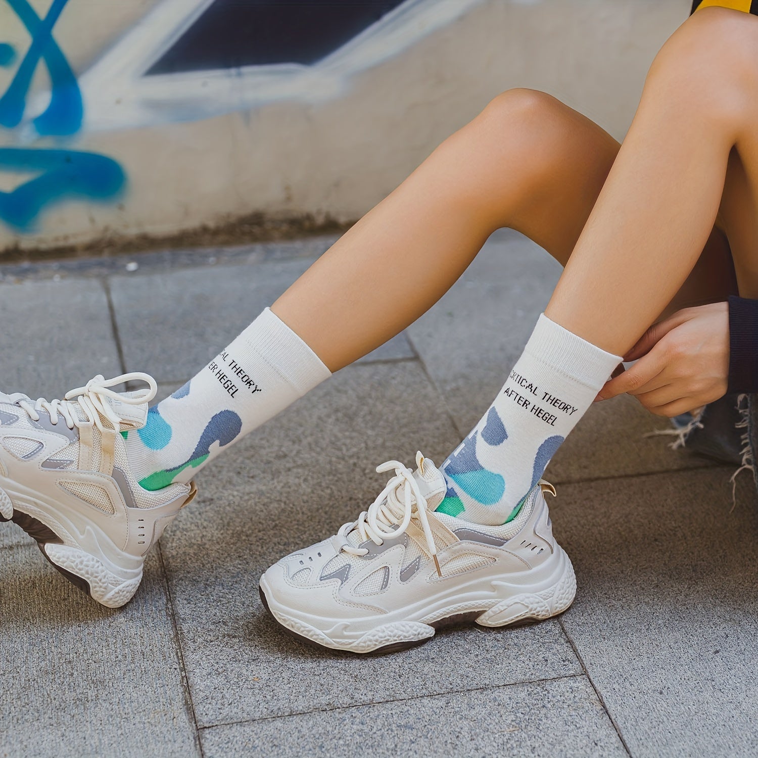 Colorful Graffiti Socks Funny Mid Tube Women's Stockings