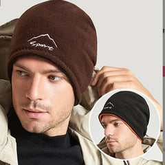 Men's Polar Fleece Ski Hat Double-sided Windproof Warm Hat