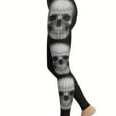 Skull Graphic Yoga Leggings Stretch Workout Running Tight Pants Women
