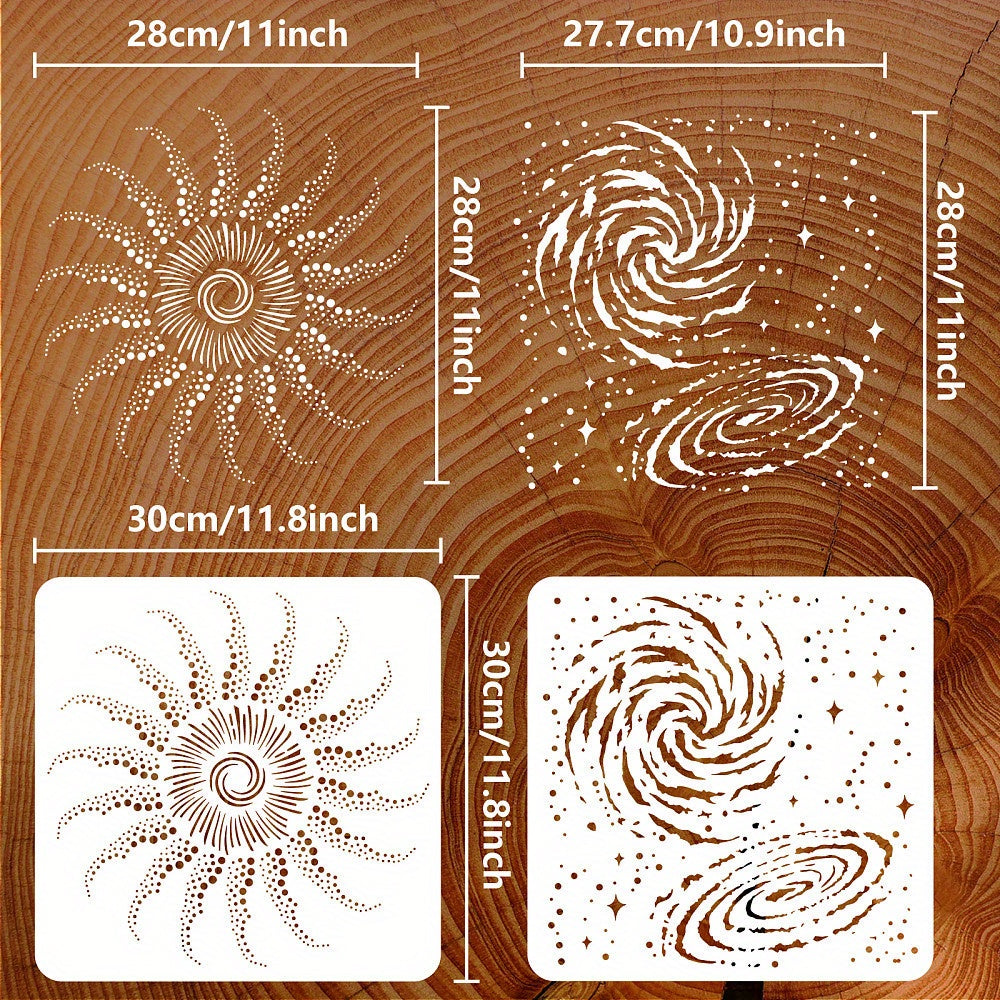 2pcs PET Hollow Out Stencils for Scrapbook 300x300mm