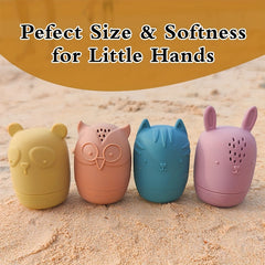 4pcs Silicone Squeezable Water Spray Mold Bath Toys for Kids 6-18 Months