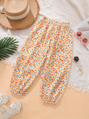 Toddler Girls Floral Graphic Trousers Elastic Waist Casual Jogger Pants