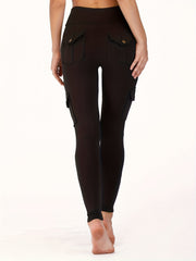 Women Elastic Tight Sports Pants Pocket High Waist Quick-dry Leggings