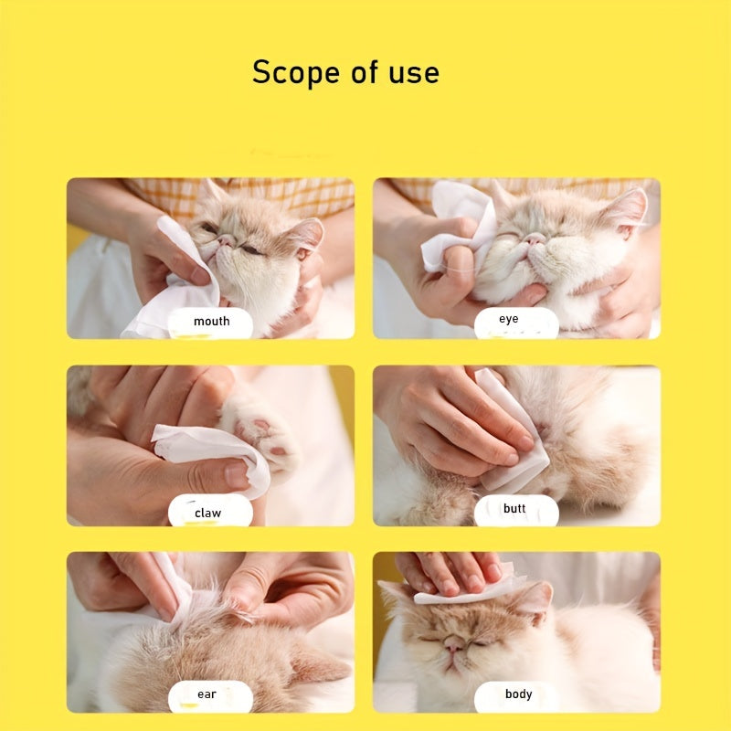 Pet Care Wipes for Cats and Dogs, Pure Water Pads, Portable Cleaning Supplies