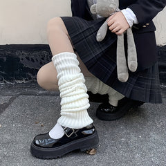 Rib Knit Leg Warmers Knee High Socks