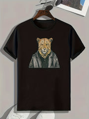 Leopard Print Men's Graphic T-shirt Casual Comfy Tees For Summer