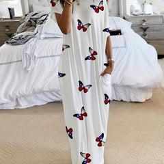 Plus Size Flag Butterfly One Shoulder Maxi Dress