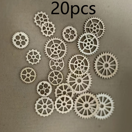 20 PCS DIY Mini Wooden Gears Set Mixed Shapes 26 50mm 1 1 97in